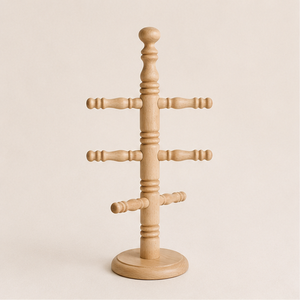 High-Quality Eco-Friendly Wooden Mug <b>Tree</b> <b>Stand</b> With 6 Hooks Rustic Farmhouse Coffee Cup Holder For Kitchen Countertop Storage - Product Image 6