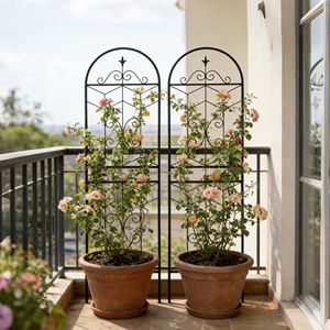 Set di 2 Tralicci da Giardino in Metallo Antiruggine 180 cm x 50 cm Neri, Supporto per Piante Rampicanti da Esterno - Product Image 2