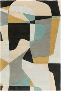 Modern Abstract Geometric Wool Area Rug Hand Tufted Carved Indoor Carpet Contemporary Living Room Floor Decor Design 0.86 Inch - Product Image 3