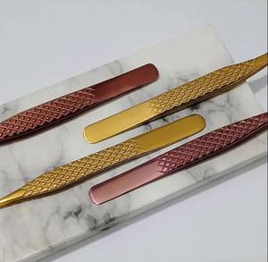 Pince à épiler pour extensions de cils, à pointe droite, isolée, en métal or rose, avec pointe en fibre de précision, anti-magnétique et anti-statique, 10 mm - Product Image 6