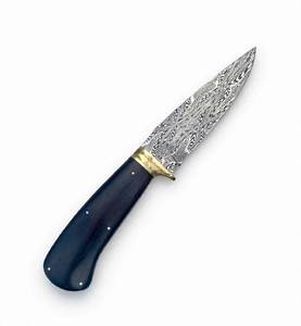 Herramienta utilitaria personalizada con mango de madera de ébano oscuro, pomo de latón pulido y acero de Damasco - Product Image 6