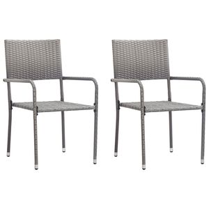 2 sillas de comedor apilables de ratán polivinílico gris - Product Image 1