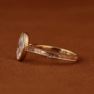Luxury Oval Cut Lab Grown Diamond Engagement <b>Ring</b> 14K <b>Gold</b> Vintage Bezel <b>Set</b> Solitaire <b>Ring</b> Handmade Fine Jewelry - Product Image 3