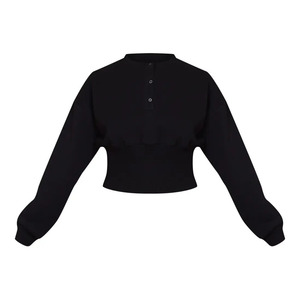 Conjunto de Dos Piezas para Mujer con Logotipo Personalizado, Top Corto con Botones de Felpa, Color Sólido, Corte Holgado, Ropa Casual de Invierno, Pantalones Anchos de Pierna Larga - Product Image 6
