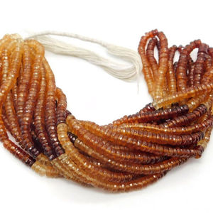 Cadena de cuentas facetadas de granate Hessonita natural de 5mm y 6mm, color marrón/naranja, hechas en India, certificadas por IGI. - Product Image 3