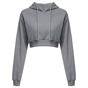 Sweat-shirt à capuche côtelé court, design personnalisé, coupe oversize, style streetwear, vente en gros - Product Image 4