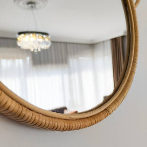 New Design RM47 For Wholesale Natural <b>Round</b> <b>Rattan</b> <b>Mirror</b> With 2-layer, Bear Ear Shape For Decoration Home Decor, Nhat Minh - Product Image 4