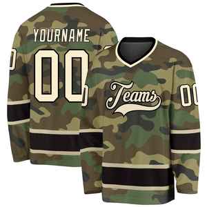 Maillot de hockey sur glace tactique pour homme, col en V, manches longues, évacuation de l'humidité, respirant, nom et numéro de l'équipe brodés, coupe athlétique - Product Image 1