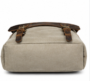 Gravs BP-07 Vintage Canvas Leather Luxury Roll Top Portable <b>Backpack</b> Air Cushion Belt Large Capacity Travel Laptop <b>Compartment</b> - Product Image 2