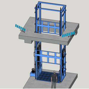Plataforma Elevadora de Carga Industrial Montada en la Pared de Buena Calidad y Bajo <span class=keywords><strong>Precio</strong></span>, Elevador de Carga Hidráulico Pequeño de Doble Guía para Almacén - Product Image 1