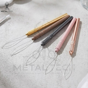 Wholesale Multi Color Metal Handle Hair Extension Loop <b>Needle</b> Micro Links Wire <b>Threader</b> Pulling Hook Set Salon Beauty Tool - Product Image 5