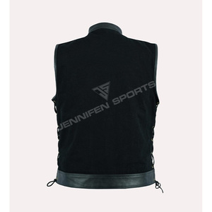 Custom Made Motorbike Canvas&Leather <b>Vest</b> For Men All Sizes and Colors Available Breathable Motorcycle Genuine Leather <b>Vest</b> - Product Image 6