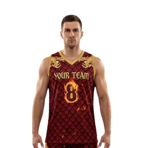 Conjunto de Uniforme de Baloncesto para Hombre, Camiseta sin Mangas con Cuello en V, Estampado de Diamantes, Nombre y Número del Equipo, Kit para Adultos, 100% Poliéster - Product Image 3