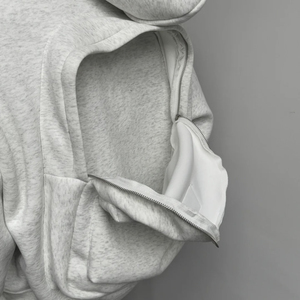 Sudadera con Capucha y Bolsillo Trasero para Hombre, Estilo Moderno, Corte Regular, Felpa de Algodón, Cierre de Cremallera, Diseño Minimalista en Color Sólido - Product Image 3