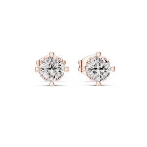 Diamante cultivado en laboratorio de corte redondo de 0.75 quilates, cada piedra engastada en oro rosa de 18 quilates, para mujer, compromiso, boda, fiesta, regalo de San Valentín, uso diario. - Product Image 3