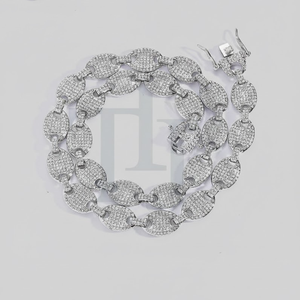 Cadena de Eslabones Ovalados Estilo Hip Hop con Diamantes en Plata 925 o Oro Sólido de 10K/14K, Cadena para Hombre, Joyería de Moda - Product Image 3