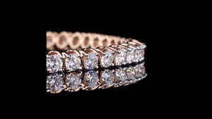 Pulsera de tenis de oro rosa con diamantes creados en laboratorio, oro macizo de 14K chapado en rodio, certificado IGI, corte brillante, sostenible, fina, para mujer - Product Image 3