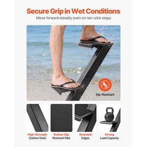 Gradini per Rimorchio Barca a 2 Gradini in Acciaio al Carbonio Rinforzato con Maniglia Antiscivolo e 3 Opzioni di Angolazione di Montaggio - Ricambi e Accessori - Product Image 4