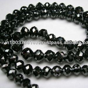 Cuentas de 20 quilates, collar de cuentas facetadas de diamantes negros naturales de 16 pulgadas de longitud para uso en joyería - Product Image 3