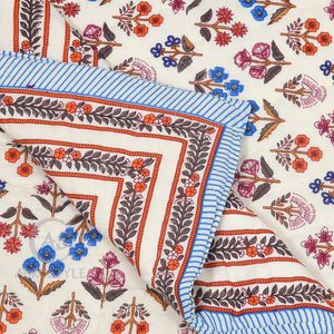 400 Thread Count Pure Cotton Floral Bohemian Style Jaipuri Design <b>Quilt</b> Printed Lightweight Single Bed Rajai Soft Cozy <b>Bedding</b> - Product Image 3