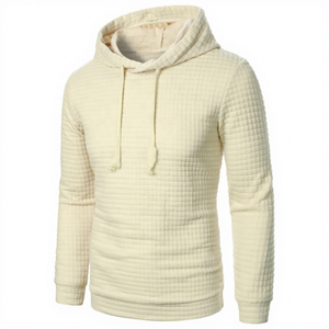 Men's Pullover Hooded Fleece Sweatshirt Solid Color Long Sleeve Casual Boxy Fit Winter Wear Eco-Friendly Breathable Embroidered - Product Image 1