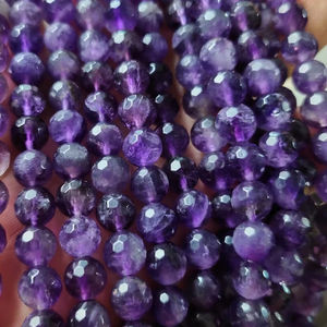 Cuentas de amatista facetadas redondas de piedra natural para la fabricación de joyería DIY al por mayor - Product Image 1