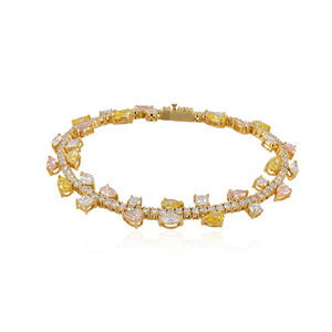 Luxury 14K Gold Multi Shape Lab Grown Diamond Tennis Bracelet 11.84 Ct Fine Jewelry 7 Inch - Product Image 1