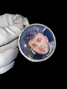 จี้รูปเพชร VVS เงินสเตอร์ลิง925ตามสั่งรูปหัวใจประกันตัว Moissanite ส่วนตัวฮิปฮอปหน่วยความจำเครื่องประดับวงกลม - Product Image 3