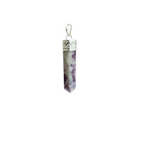 Pendentif crayon en cristal de Lepidolite religieux, forme hexagonale, unisexe - Product Image 1