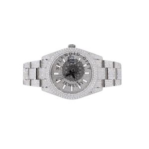 Splendide montre à diamants pour homme, 28 mm, analogique, quartz, bracelet en moissanite argentée, cadran en cristal saphir, mouvement ETA, cadeau de luxe - Product Image 6