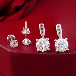 14K White Gold <b>Fine</b> <b>Stud</b> <b>Earrings</b> 3.65 CT Lab Grown Diamond Two-Stone Drop Elegant 3.65 Carat Lab Grown Diamond Drop <b>Studs</b> High - Product Image 4