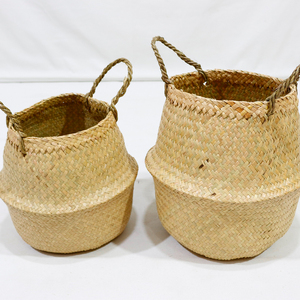 Cesta de Almacenamiento Tejida con Hojas de Palma, Diseño Nuevo, Maceta con Asas Dobles - Product Image 4