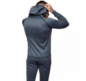 Survêtement à capuche pour homme, couleur unie, sportif, séchage rapide, en spandex et polyester, coupe régulière, poches latérales, pour l'automne - Product Image 3