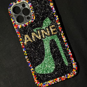 Sac de téléphone portable personnalisé fait main avec perles, design flamant rose estival, poignée souple moyenne, fermeture éclair, fabriqué en Inde - Product Image 1