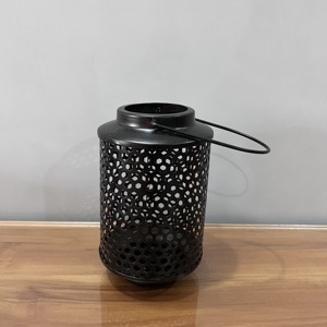 Black Metal Candle <b>Lantern</b> Decorative Hanging <b>Lantern</b> <b>Tealight</b> Holder Modern Home Decor Light - Product Image 1