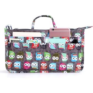 Organisateur de sac à main grande capacité à 13 compartiments avec poignée, insert d'organisation imprimé pour sac à main - Accessoire pour femme sur le thème du hibou - Product Image 1