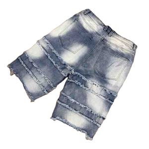 กางเกงยีนส์ขาสั้นแฟชั่นสำหรับผู้ชายกางเกงขาสั้นผ้ายีนส์ขาดๆพิมพ์ลาย DTG แฟชั่นใหม่ - Product Image 2