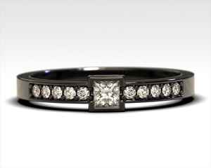 Bague plaquée noire pour femmes, diamant Moissanite, demande en mariage romantique, bijoux originaux en argent 925, cadeau de mariage - Product Image 2