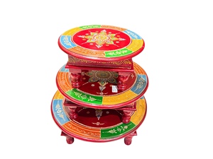 Traditional Hand-Painted Elephant-Shaped Wooden Bajot <b>Nesting</b> <b>Table</b> Set Modern Design Nirmala Handicrafts Rajasthan for Home - Product Image 2