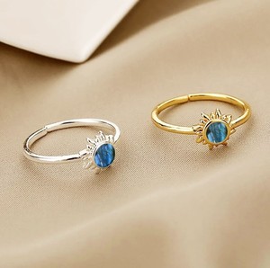 Minimalist 6 MM <b>Labradorite</b> Round Sunburst Designer <b>Ring</b> - Gold Plated Handmade <b>Ring</b> - Product Image 6