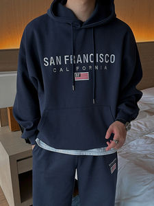 Sweat-shirts surdimensionnés personnalisés de haute qualité 100 % coton peigné, style streetwear, impression EMB, coupe ample, avec poches, pour couples - Product Image 3