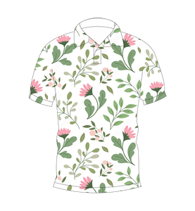 เสื้อโปโลผู้ชายสีขาวพิมพ์ลายใบไม้สีชมพูสีเขียวลายพฤกษศาสตร์แขนสั้นลำลองแฟชั่นฤดูร้อน - Product Image 4