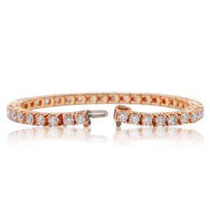 Bracelet tennis en or rose 14 carats avec diamants taille ronde, élégant, pour mariée ou anniversaire, disponible à la vente – Exportateur indien - Product Image 1