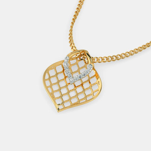 Collier pendentif en or jaune géométrique en forme de goutte d'eau avec diamant de laboratoire - Product Image 5