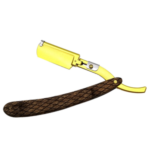 Navaja de barbero plegable de acero inoxidable de estilo antiguo vintage con mango de madera para afeitar y depilar - Product Image 5
