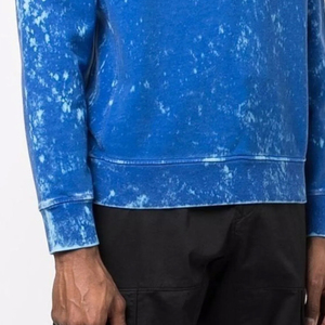 Sweat-shirt à capuche bleu tie-dye pour homme, manches raglan, coupe classique, coton molletonné, vêtement décontracté pour l'automne - Product Image 5