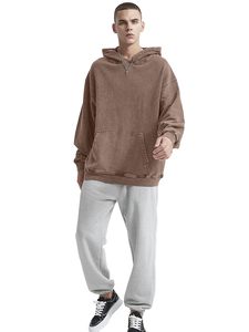 Men Solid Hoodies Acid Wash 100% Cotton Fleece Breathable Vintage Oversized Streetwear Hooded Sweatshirt Pullover <b>Hip</b>-Hop Baggy - Product Image 6