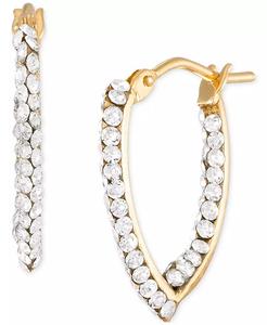 Pendientes pequeños de aro en V Crystal Cluster In & Out en oro de 10k | Macy's - Product Image 1