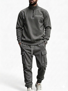 Ensemble de survêtement pour homme de haute qualité, personnalisé, en molleton de coton lourd, avec logo brodé, couleur unie, streetwear d'hiver, prix abordable - Product Image 5