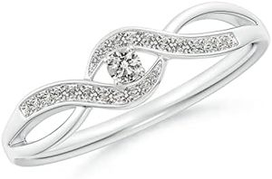 Lab Grown <b>Solitaire</b> Round Diamond Infinity Promise <b>Ring</b> in Sterling <b>Silver</b>/14K Solid Gold for Women April Birthstone Jewellery - Product Image 2